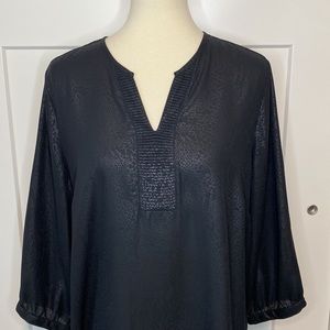Christopher & Banks Semi-Sheer 3/4 Sleeve Pullover Top